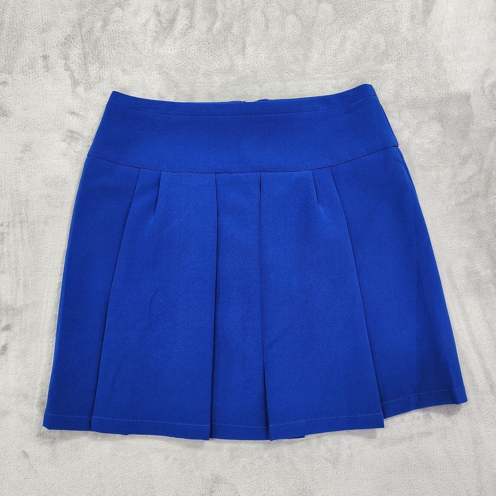 Pixley‎ Skirt Womens M Blue Pleated Mini Lined Stretch Zip Back Casual Office